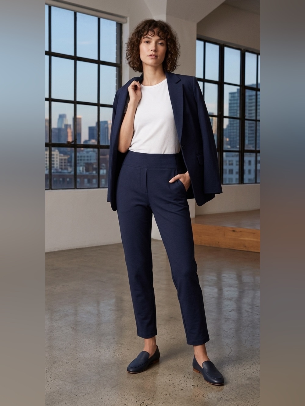Kit & Ace Mulberry Pant in heathered  navy size 0 casual wear business casual